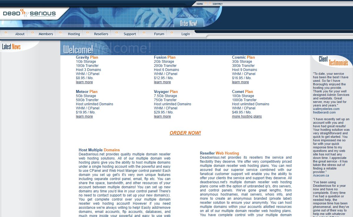 Multiple Domain Hosting and Reseller Hosting by Deadserious.net