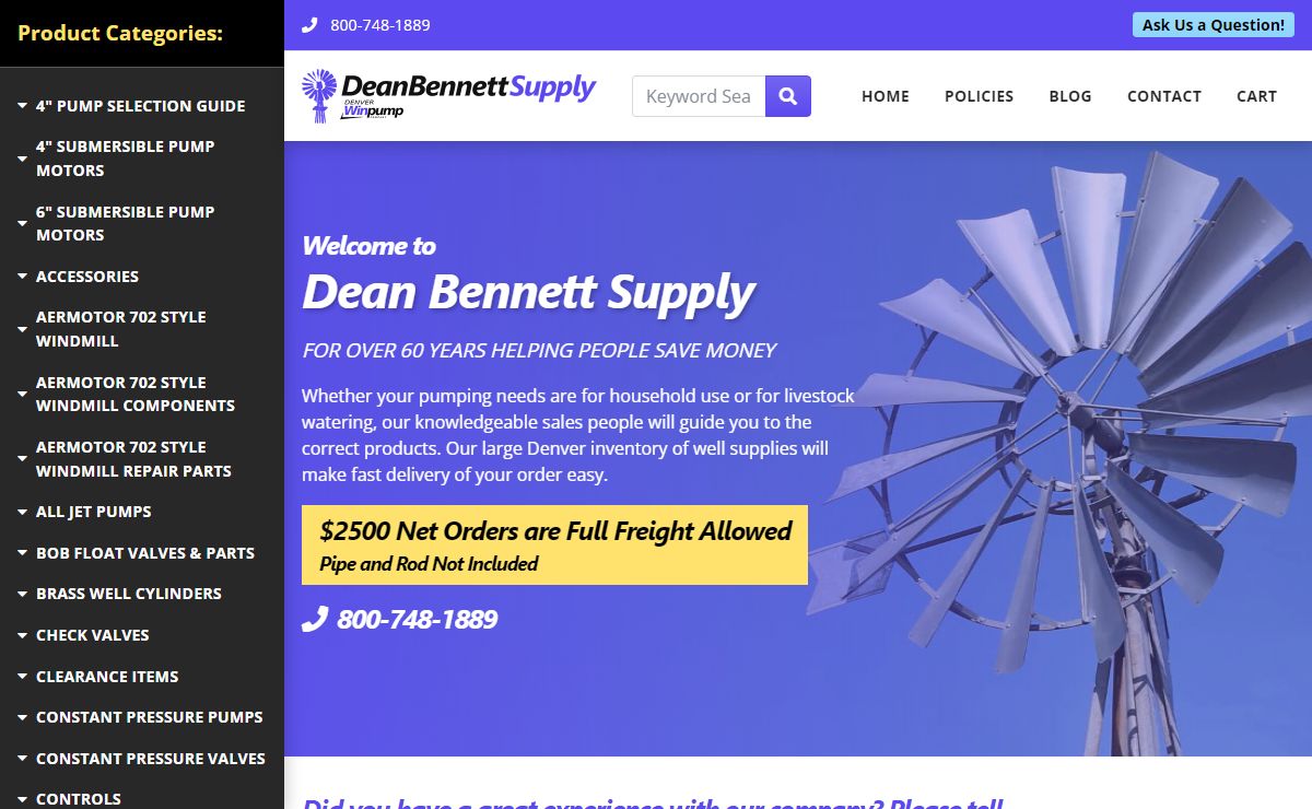 Dean Bennett Supply Company | Well supplies in Denver, CO | Dean Bennett Supply | Water Well Pumps, Windmills and More
