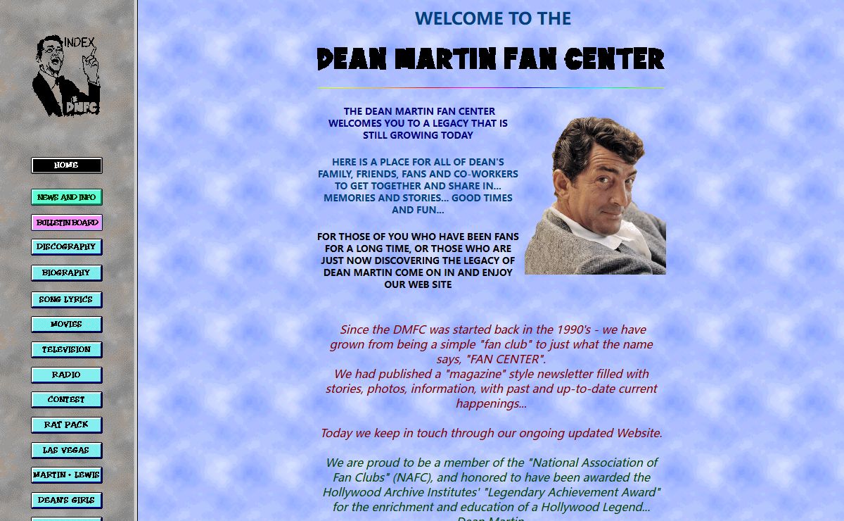 Dean Martin Fan Center Website