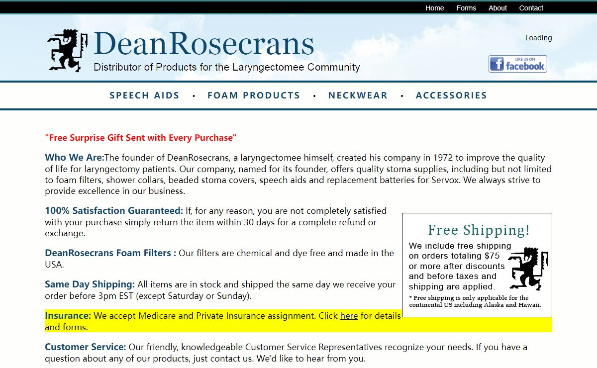 Deanrosecrans - Distributor of Products for the Laryngectomee Community.