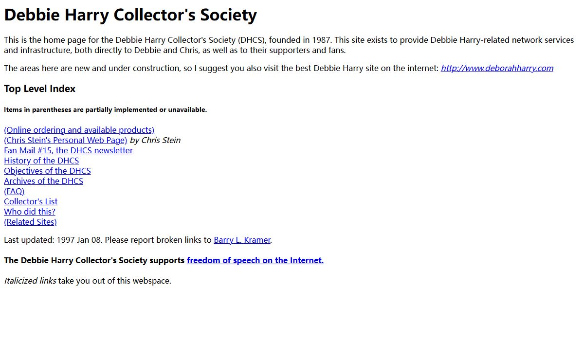 Debbie Harry Collector's Society Index