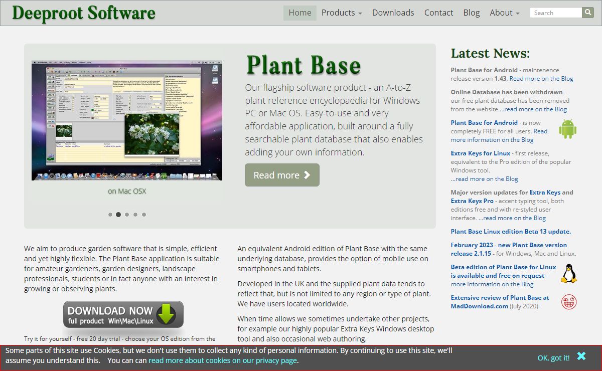 Deeproot Plant Base - plant database software for gardeners
