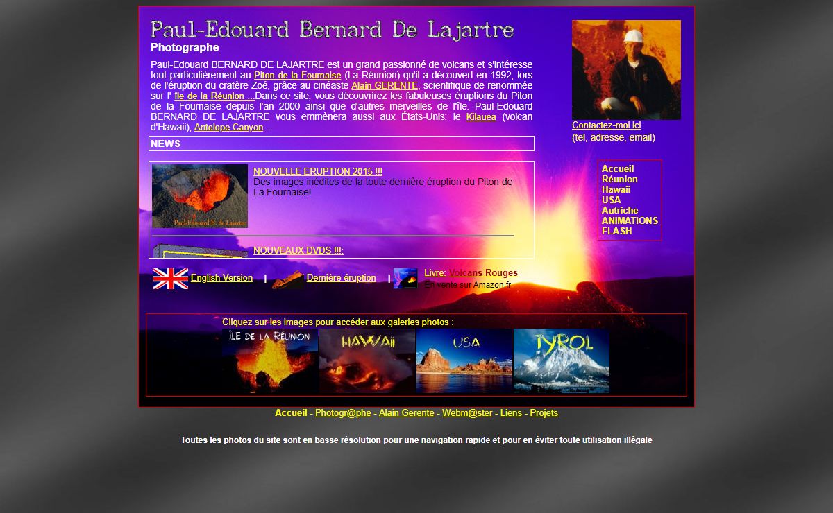Photographe : photos de volcan Piton de La Fournaise et Kilauea, images Reunion et Hawaii