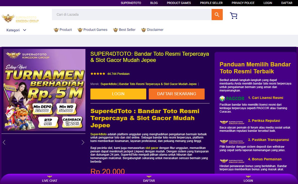 Super4dToto : Bandar Toto Resmi Terpercaya & Slot Gacor Mudah Jepee