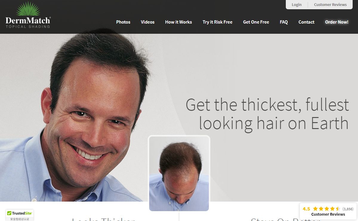 DermMatch Hair Loss Concealer - #1 For Thinning Hair, Bald Areas - For Male And Female Hair Loss
