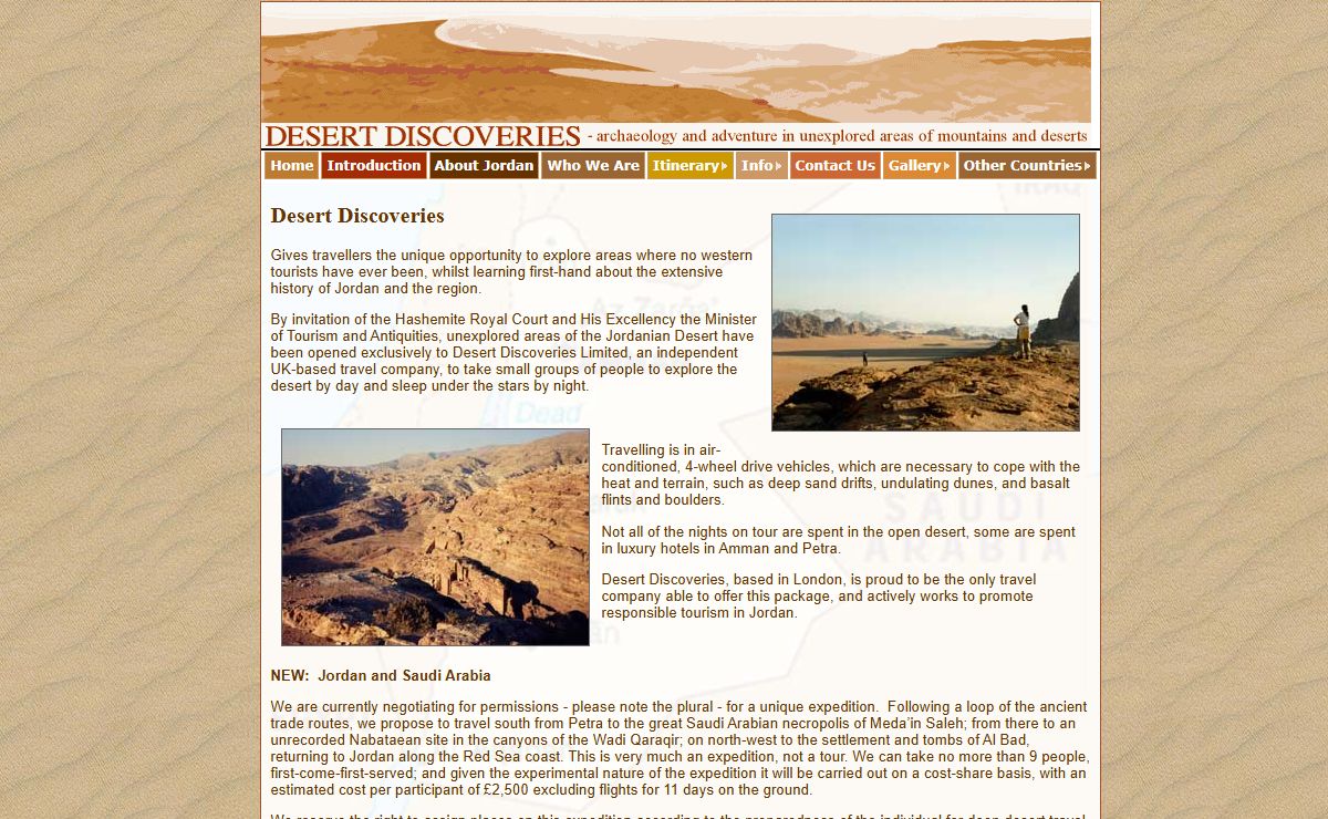 Desert Discoveries - ecotourism & travel to see Petra and the archaeology of Jordan and Saudi Arabian desert