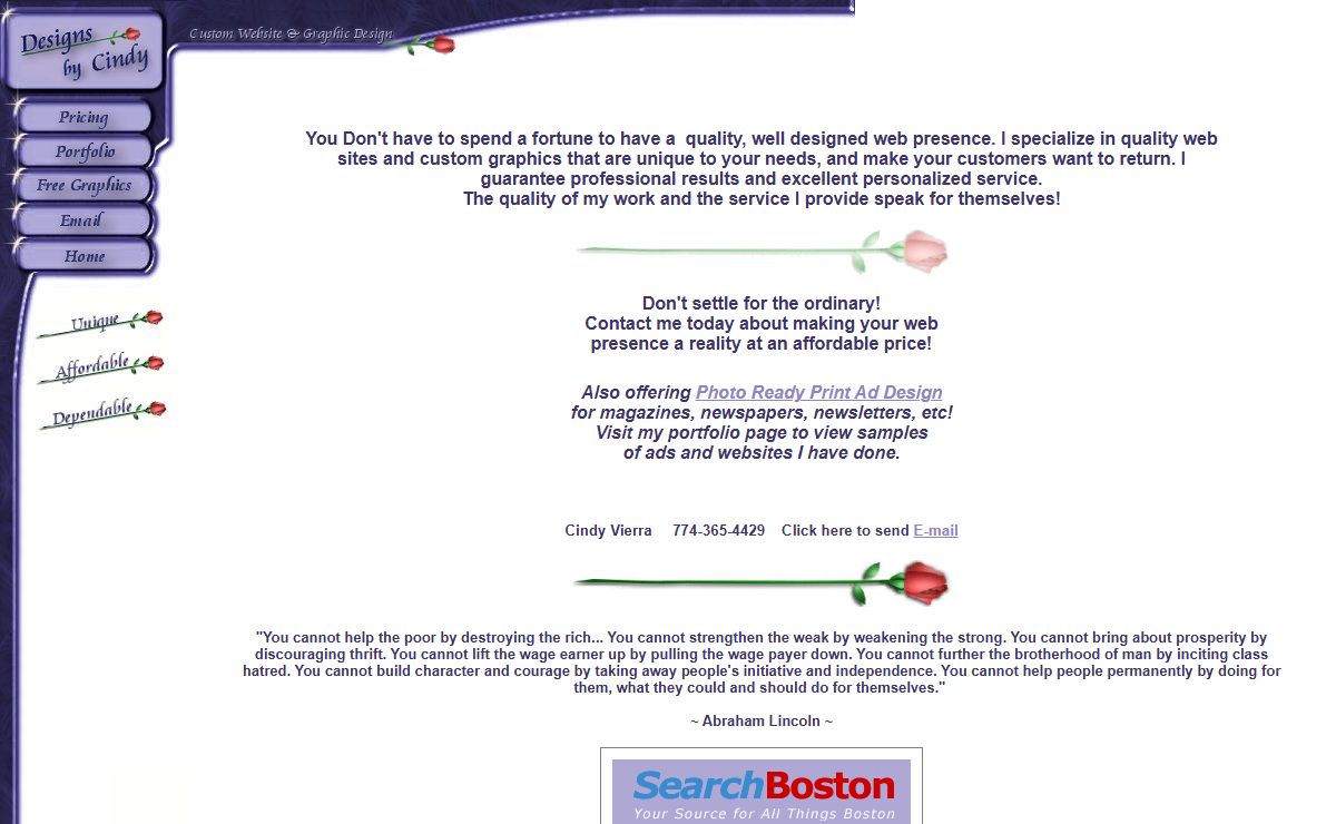 Website Design, Custom Graphics, Photo Ready Ad Design Services - Designs by Cindy
