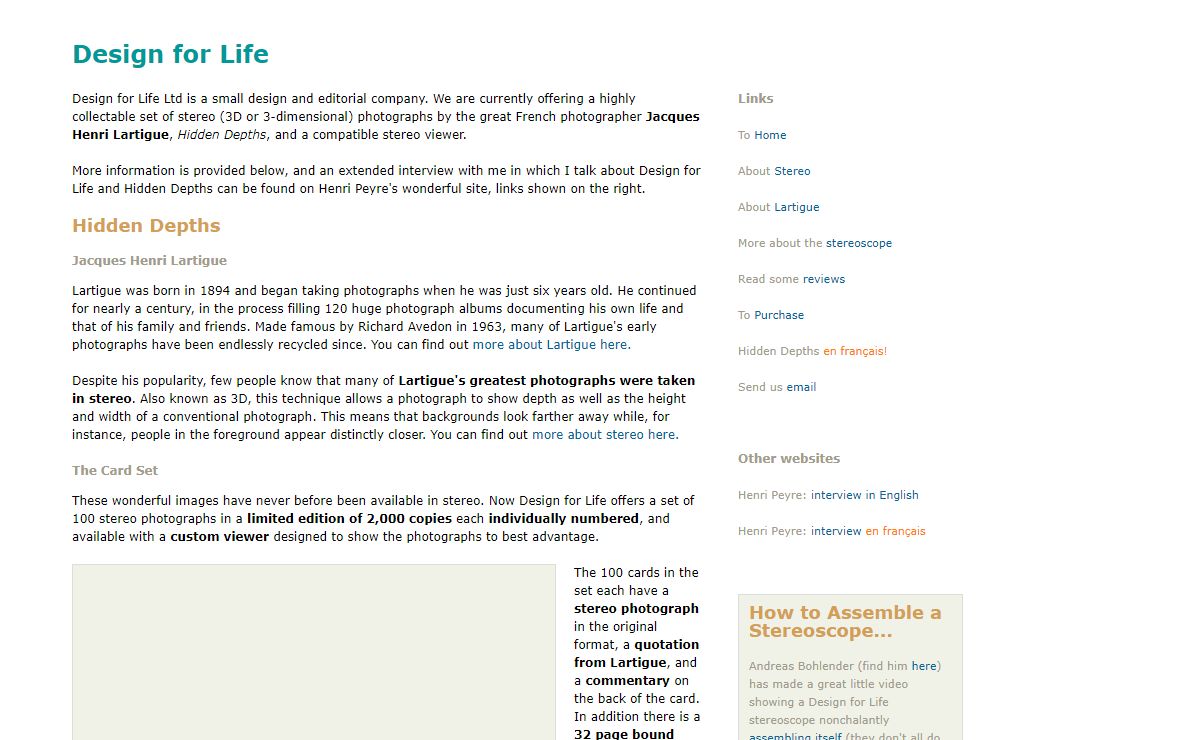 Design for Life - home page