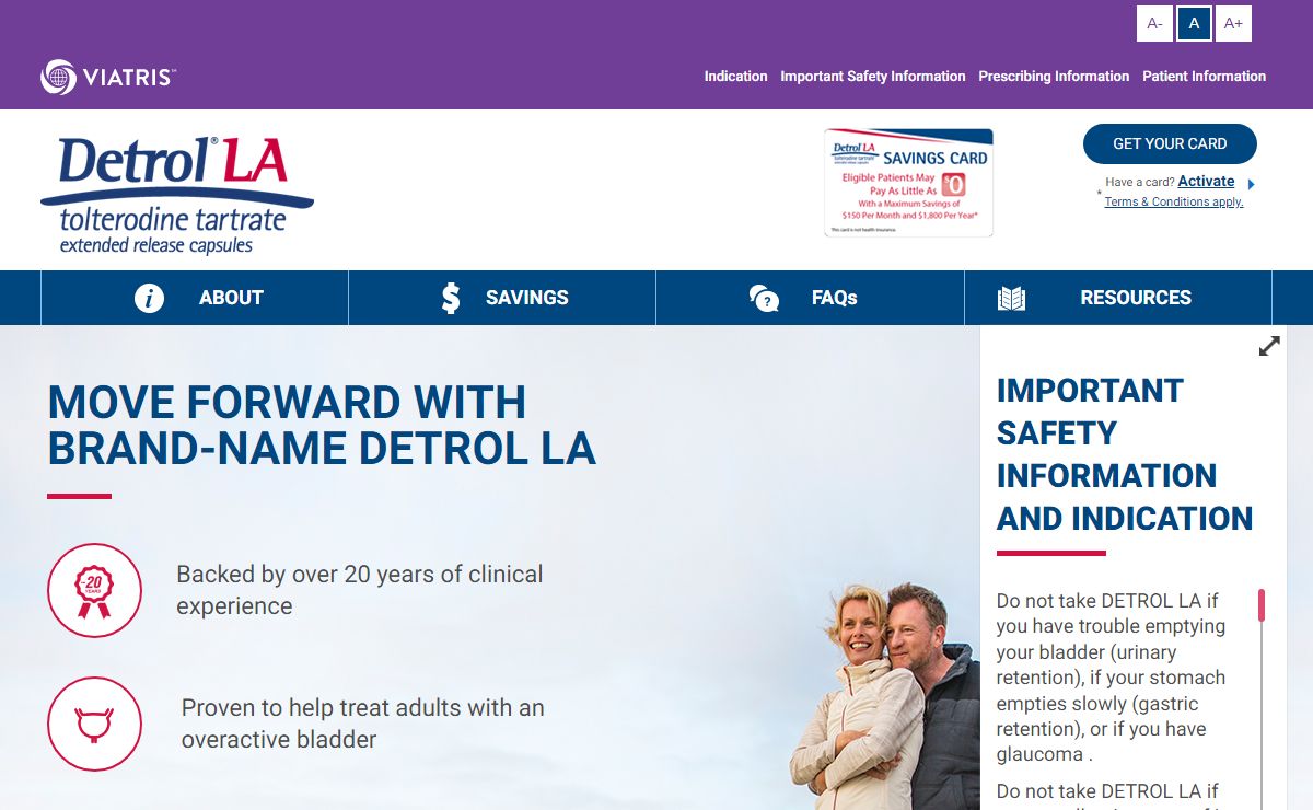 Overactive Bladder Treatment | DETROL® LA (tolterodine tartrate extended release capsules) | Safety Info