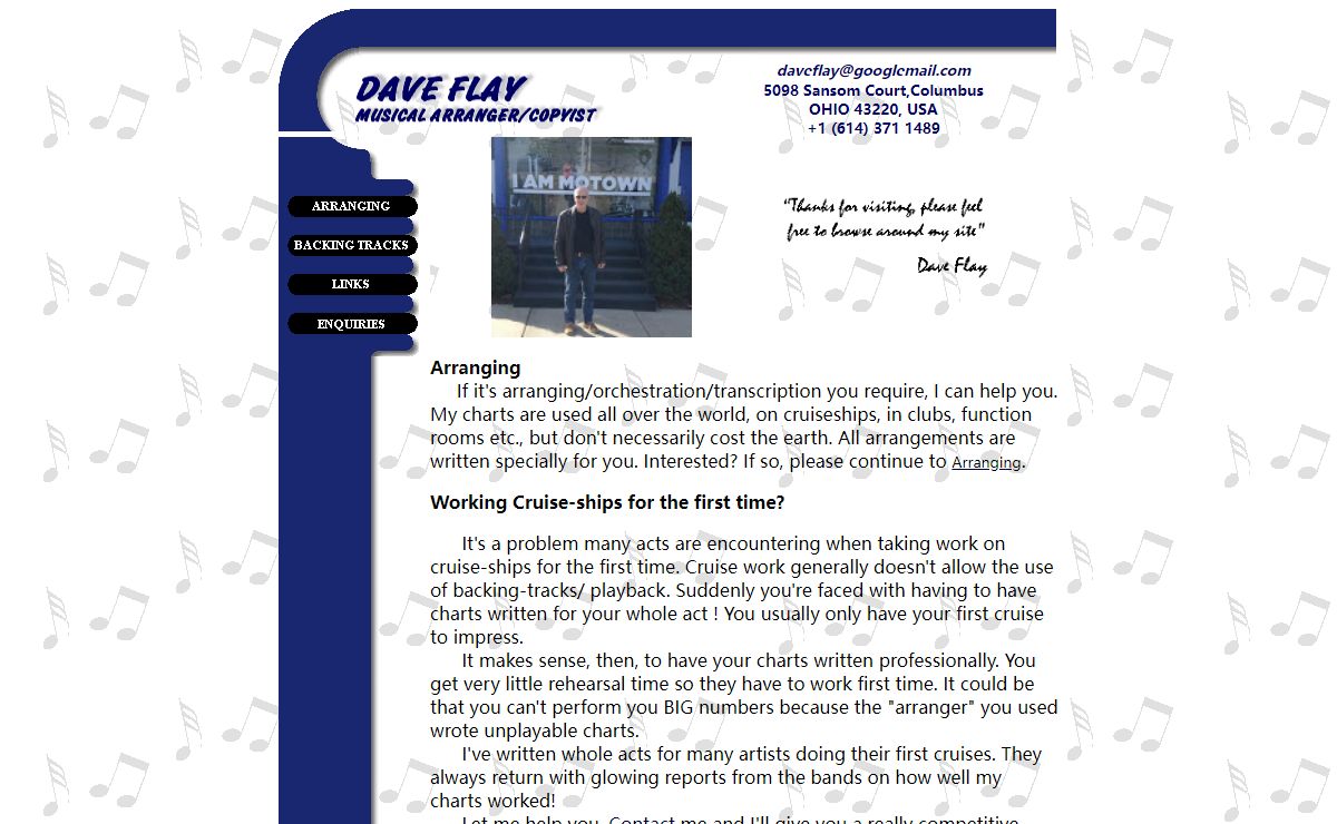 Dave Flay musical arrangements / music preparation