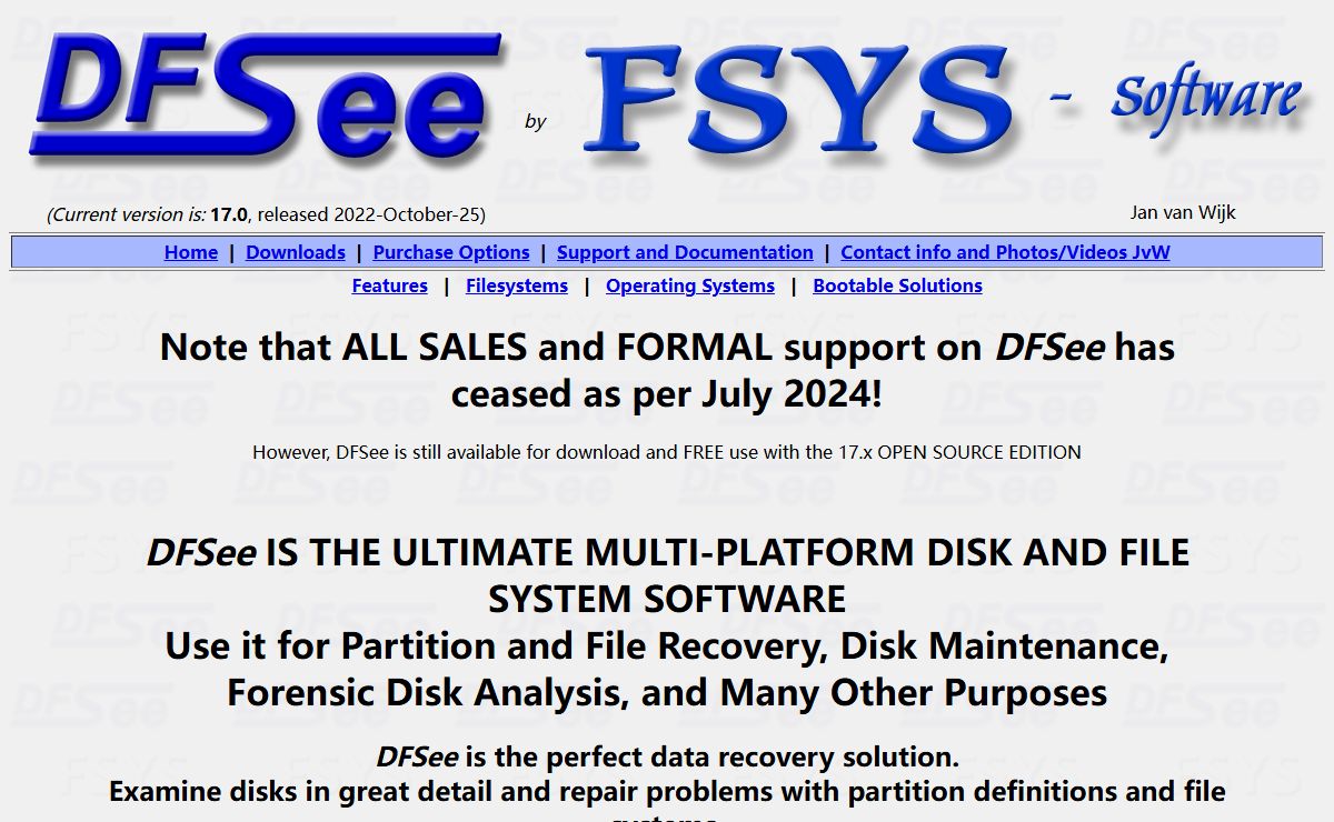 DFSee disktool, fdisk, filesystems and data recovery