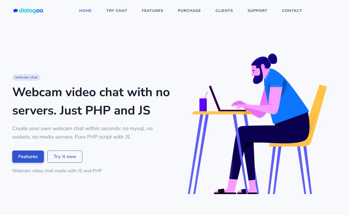 Dialogoo : simplest video chat: webcam video chat with no servers