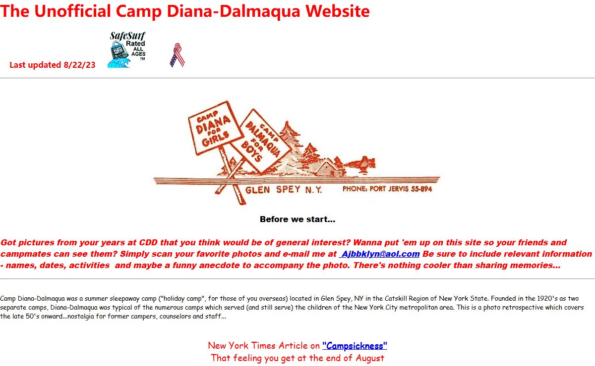 Andy "Boo Boo" Baum's Page: Camp Diana-Dalmaqua