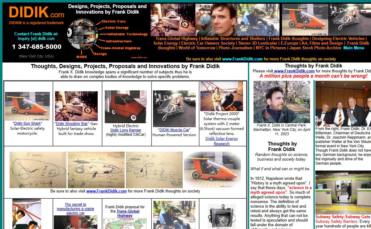DIDIK.com The original and official DIDIK site. Cutting edge and sometimes controversial thoughts, designs, proposals and projects conceived by Frank X. Didik including on science, business and society today. Frank X. Didik is often refered to as a o