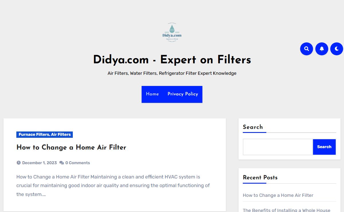 Didya.com - Expert on Filters - Air Filters, Water Filters, Refrigerator Filter Expert Knowledge