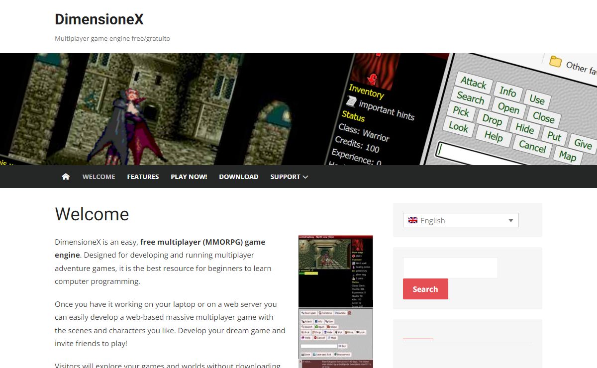 DimensioneX free multiplayer game engine
