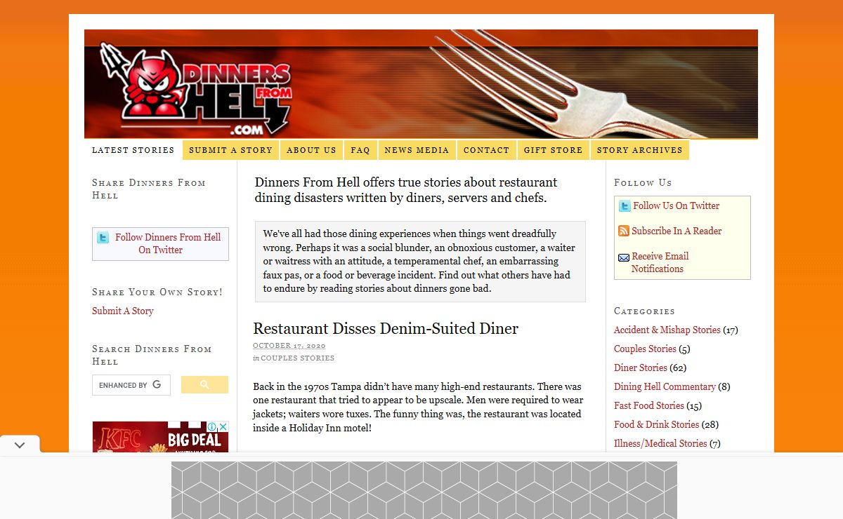 Dinners From Hell — An entertaining food blog with restaurant dining disaster stories