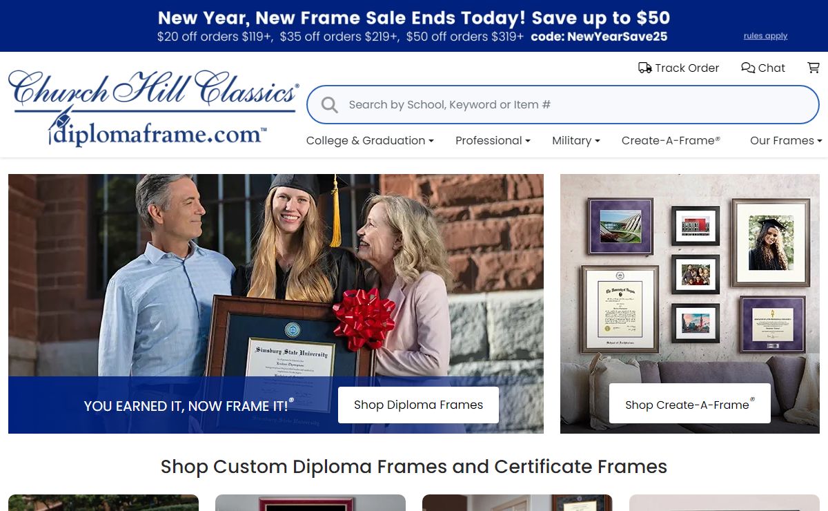 Custom Diploma & Certificate Frames | Church Hill Classics