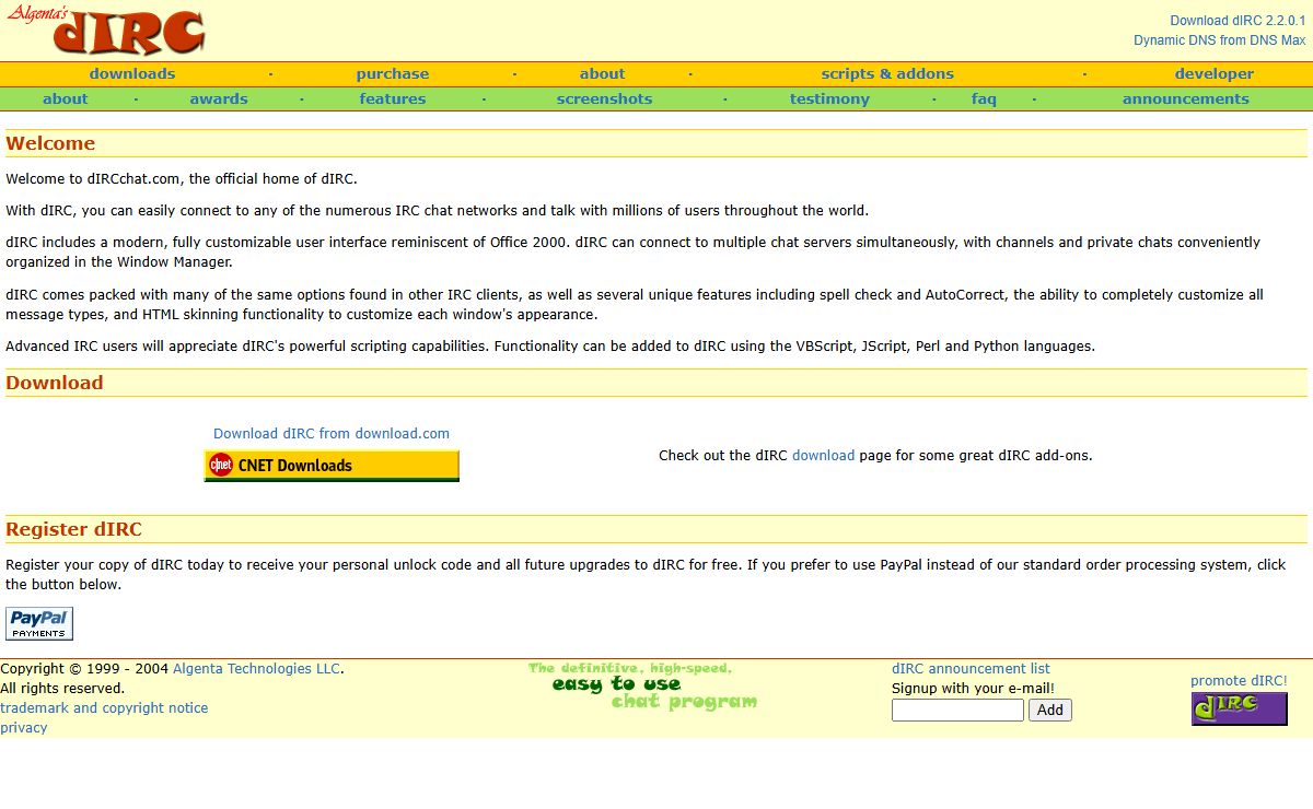 dIRC IRC client: An Internet Relay Chat program