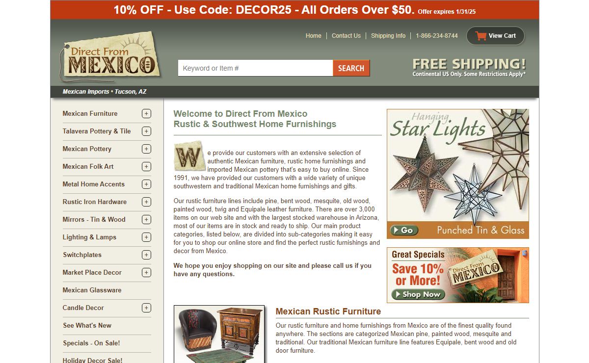 Mexican Furniture - Rustic Furniture - Southwest Style Furnishings and Decor