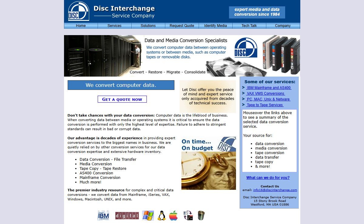 Disc Interchange: Data Conversion, Media Conversion since 1984 : Home