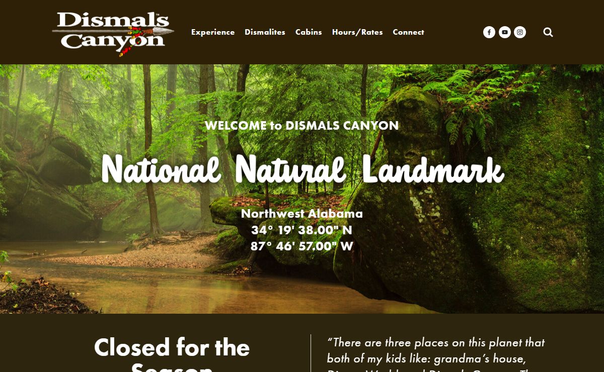 National Natural Landmark - Dismals Canyon