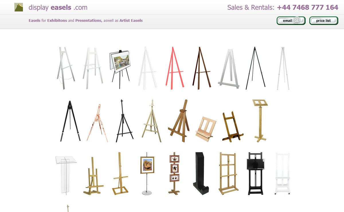 display easels .com - display easels for galleries, exhibitions etc