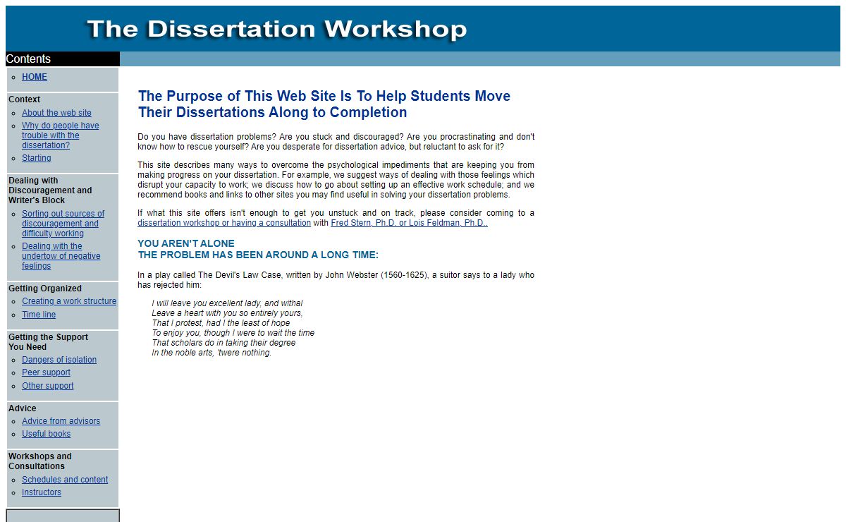 The Dissertation Workshop Website