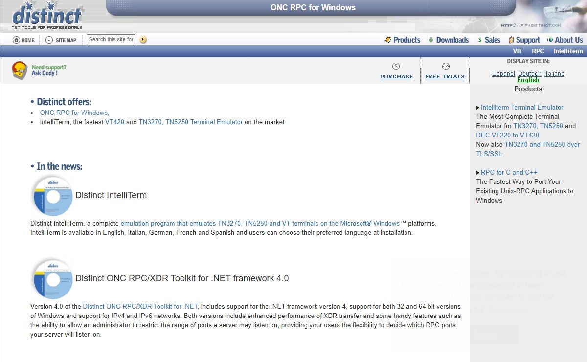 Distinct ONC RPC for Windows, IntelliTerm TN3270 & TN5250 terminal emulators