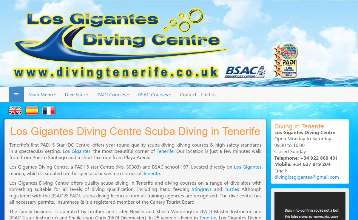 Los Gigantes Diving Centre, Scuba Diving in Tenerife, PADI Dive Centre and BSAC school