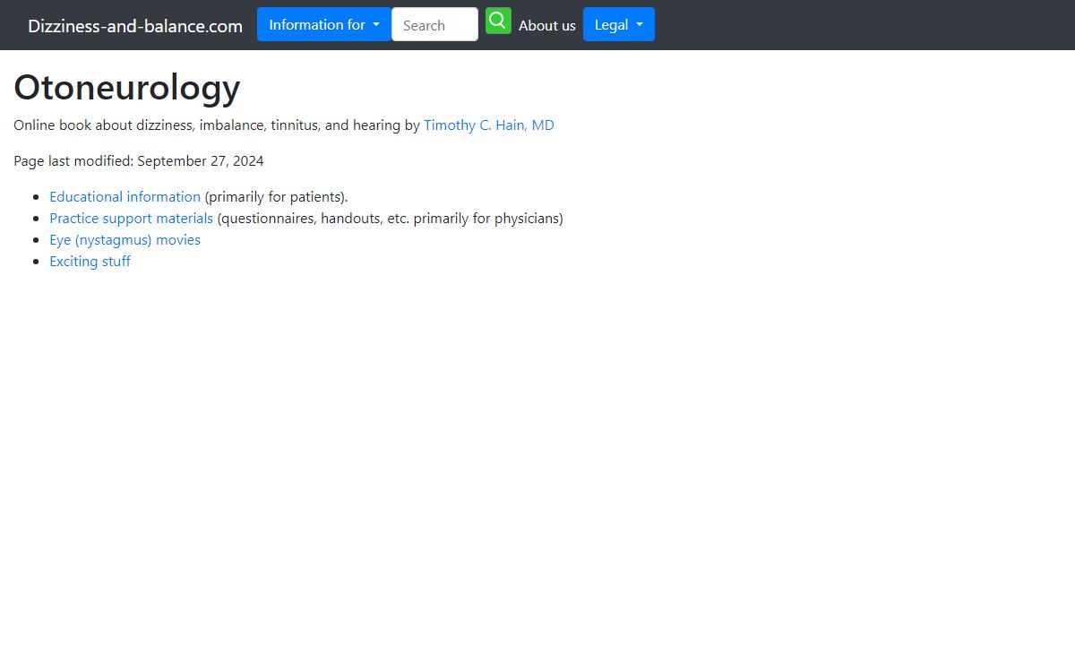 Dizziness-and-balance.com index page