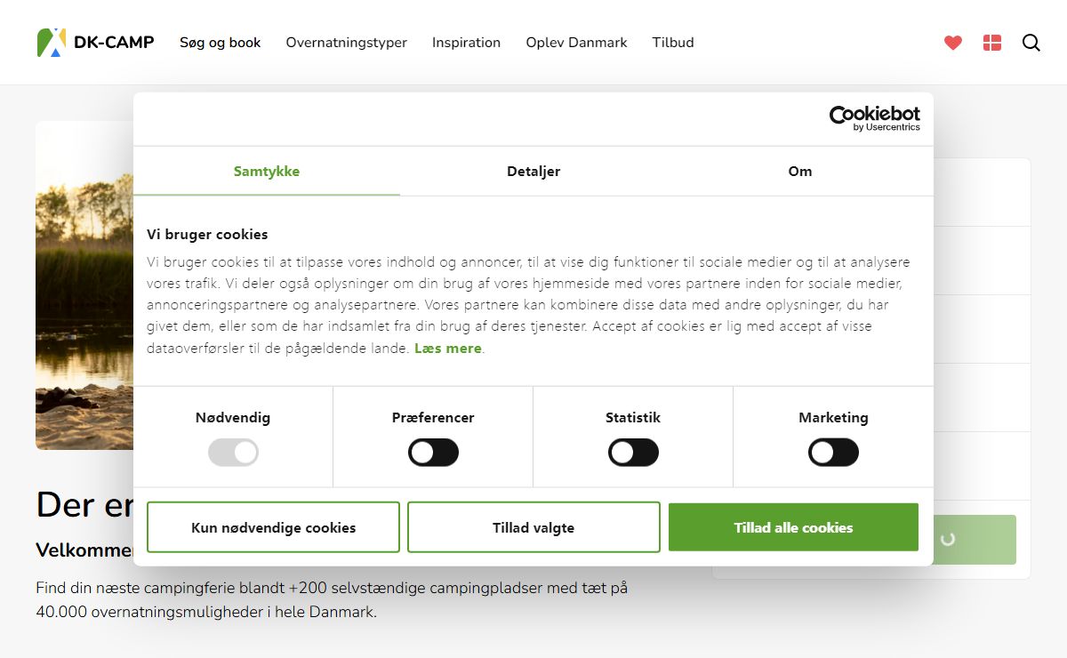 Søg. Find. Book din næste campingferie hos DK-CAMP