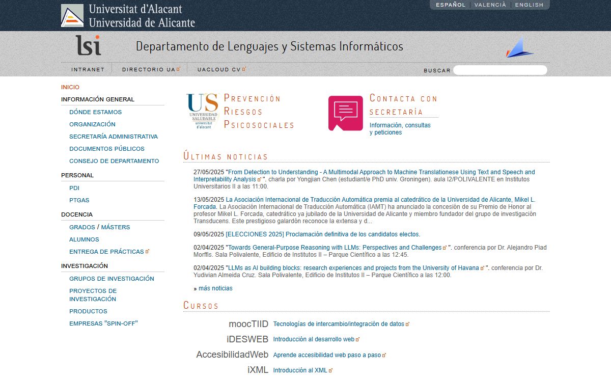 Departamento de Lenguajes y Sistemas Informáticos - Departamento de Lenguajes y Sistemas Informáticos