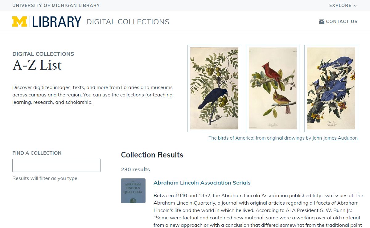 Home page | Digital Collections A-Z List