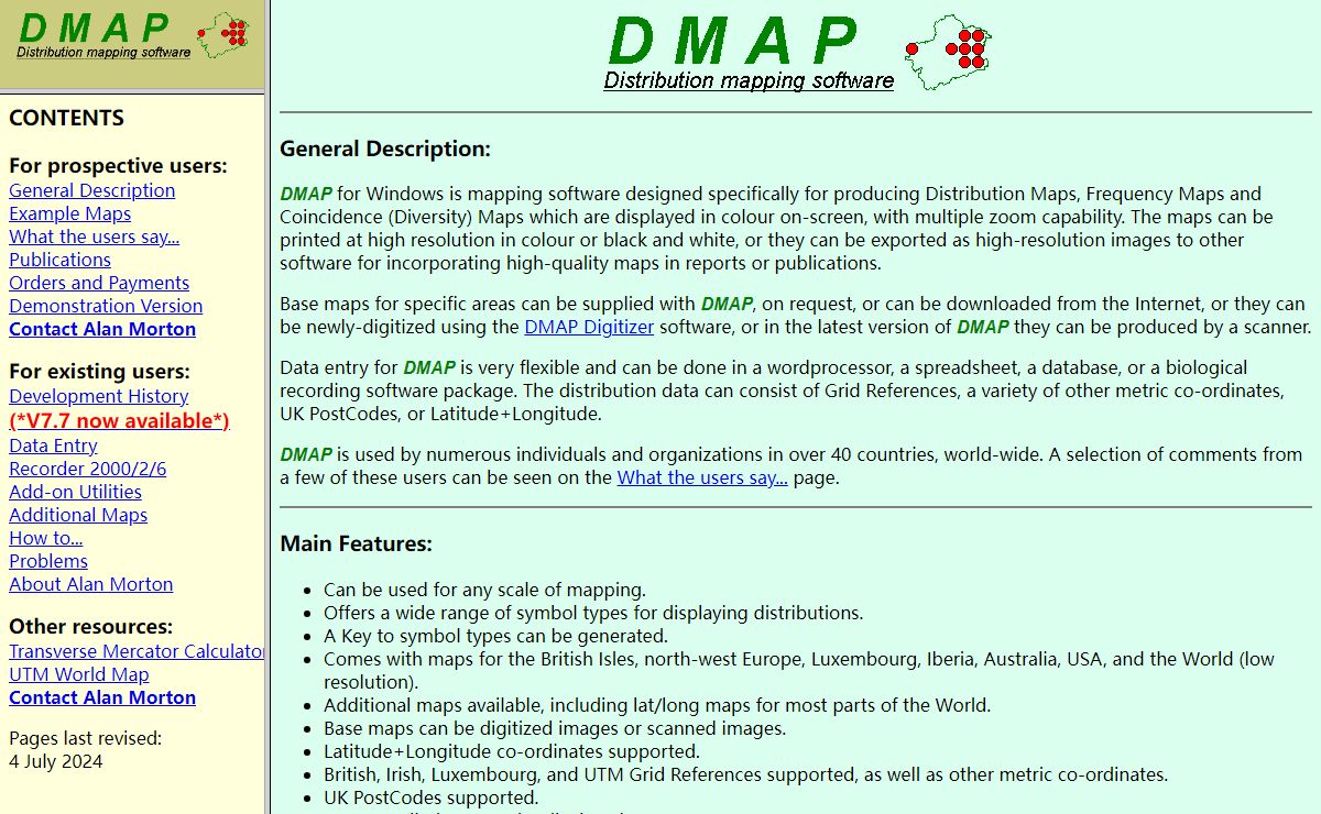 The DMAP information pages