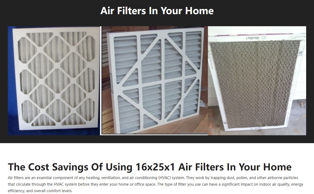 The Cost Savings Of Using 16x25x1 Air Filters In Your Home