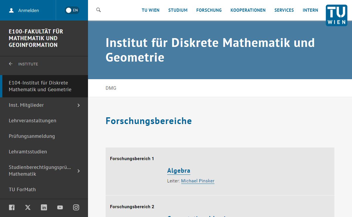 E104-Institut für Diskrete Mathematik und Geometrie | TU Wien