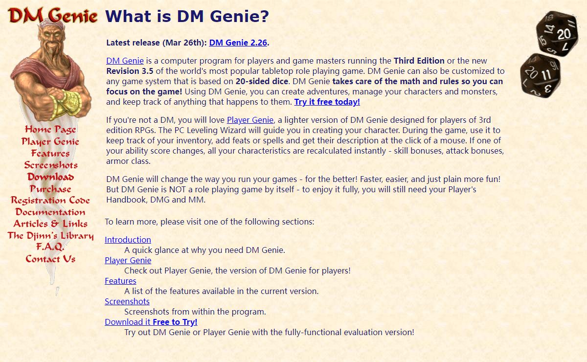 DM Genie - Software for 3rd Edition RPG