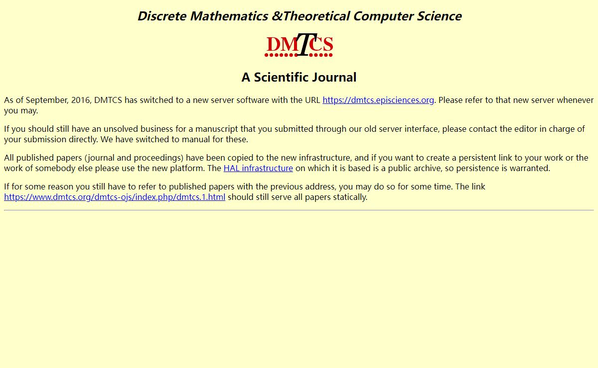 DMTCS: Discrete Mathematics and Theoretical Computer Science