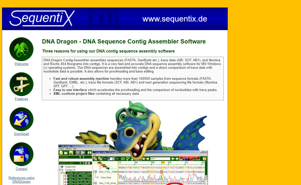 DNA Dragon: DNA Sequence Contig Assembly Software