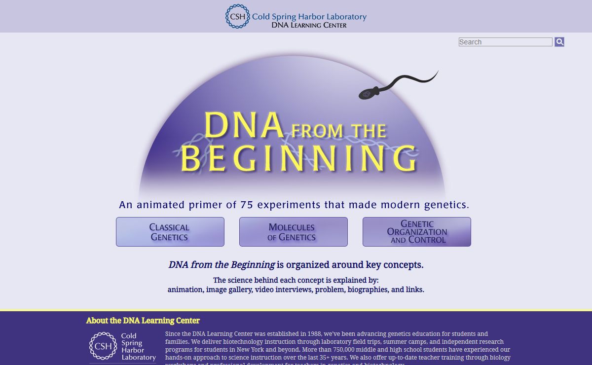DNA from the Beginning - An animated primer of 75 experiments that made modern genetics.