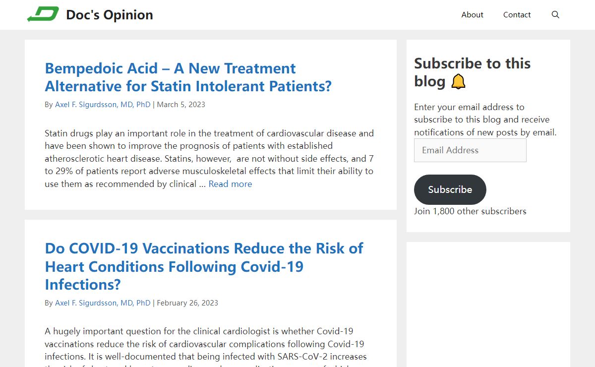 Doc's Opinion - Blog About Heart Disease, Nutrition, Healthy Lifestyle and Prevention of Disease