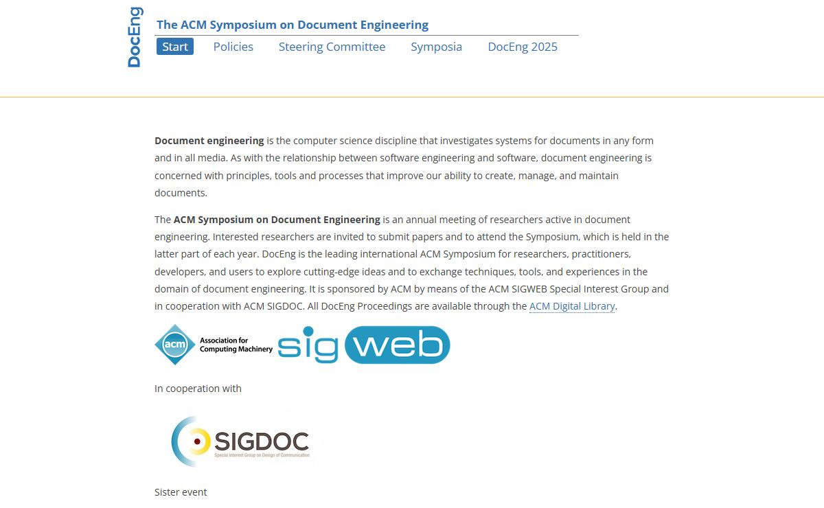 Start | The ACM Symposium on Document Engineering