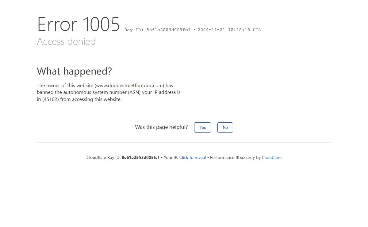 Access denied | www.dodgestreetfootdoc.com used Cloudflare to restrict access