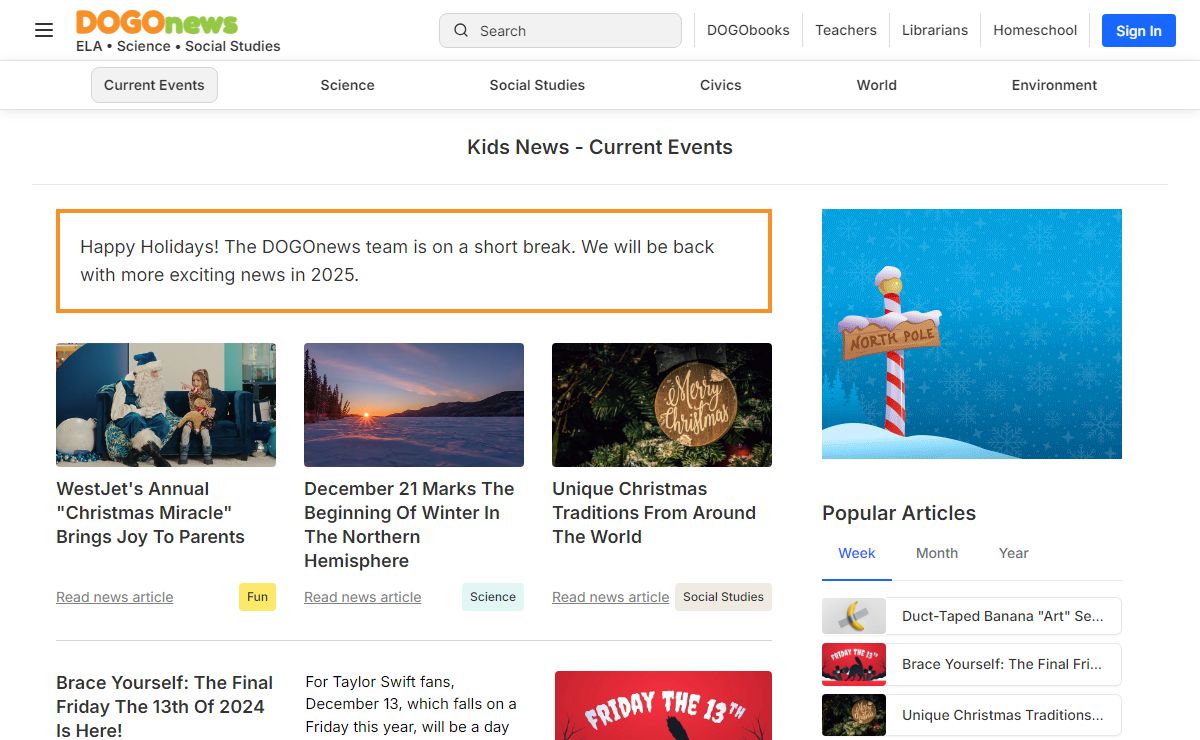 DOGO News - Kids news articles! Kids current events; plus kids news on science, sports, and more!