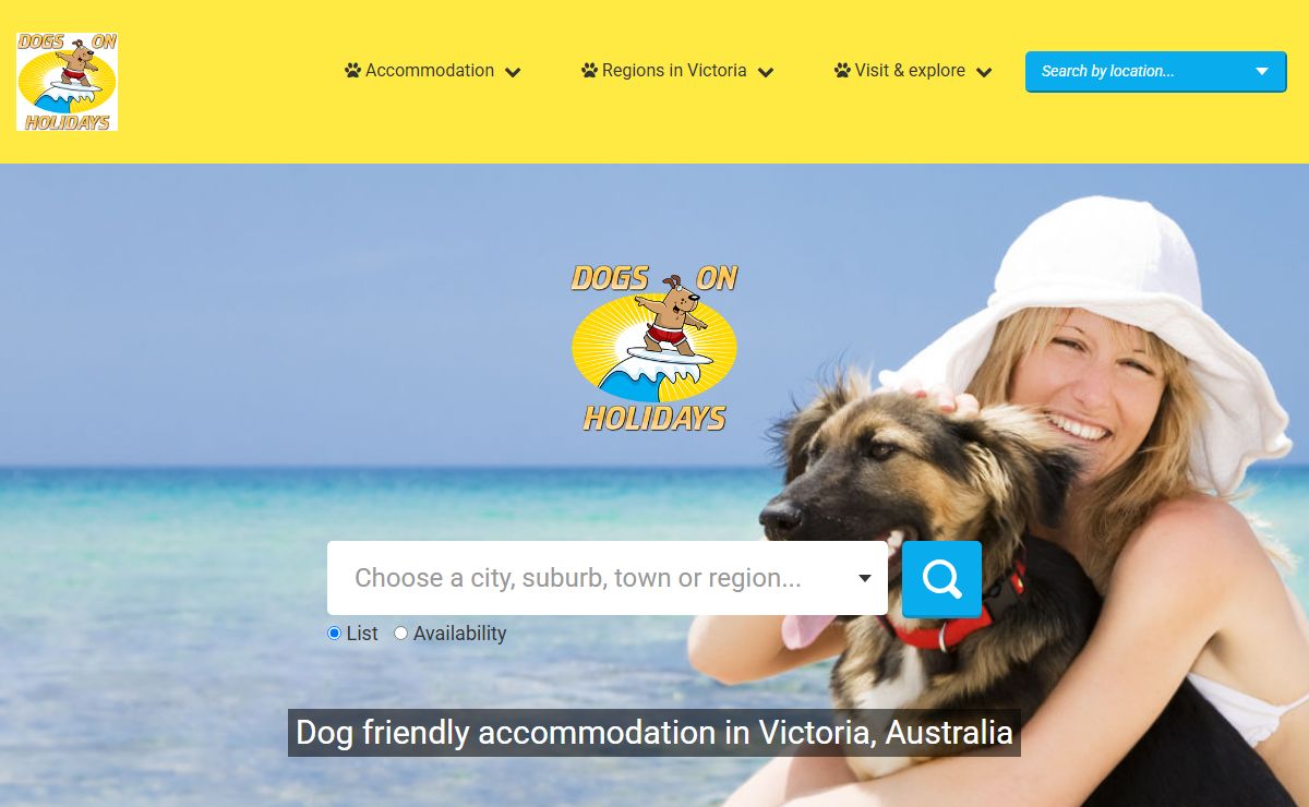 Dogs On Holidays: dog friendly accommodation and activities, Victoria Australia