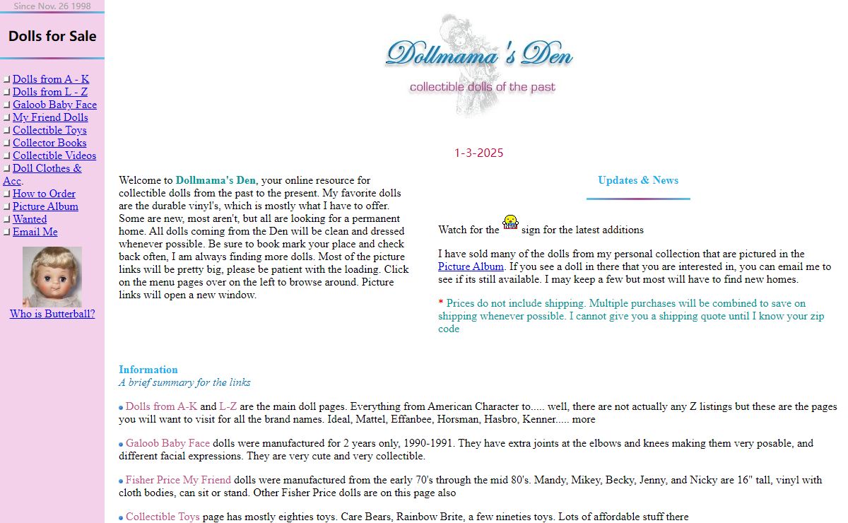 Dollmama's Den- collectible dolls of the past. Vinyl dolls and eighties toys for sale