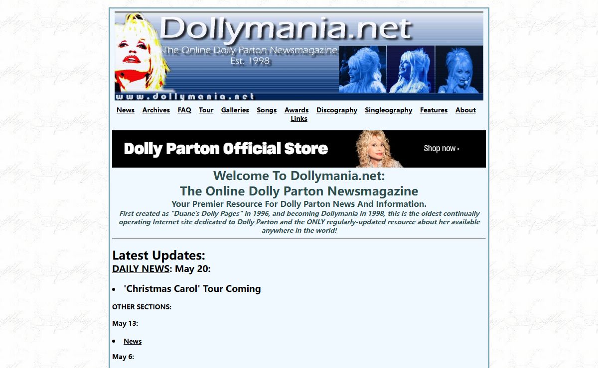 Dolly Parton - Dollymania: The Online Dolly Parton Newsmagazine. Your premier resource for Dolly Parton news and information. The only regularly-updated Dolly Parton website available.