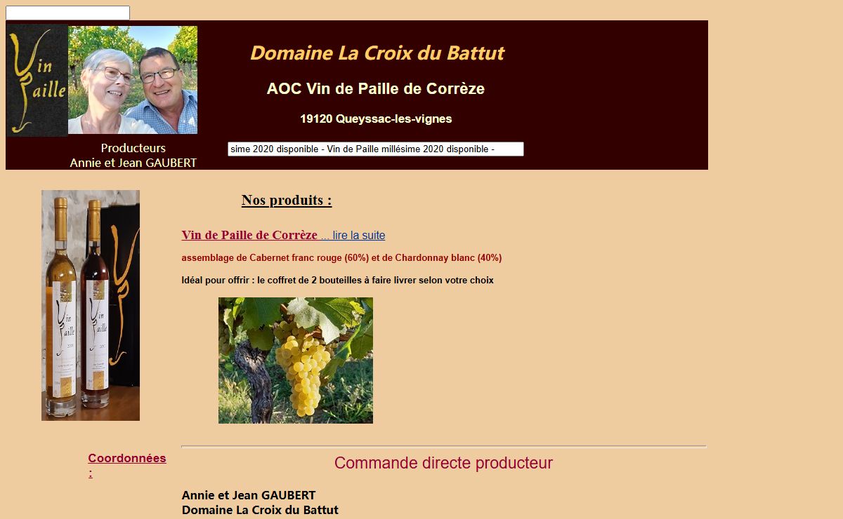Domaine La Croix du Battut : Vin de Paille de Corrèze