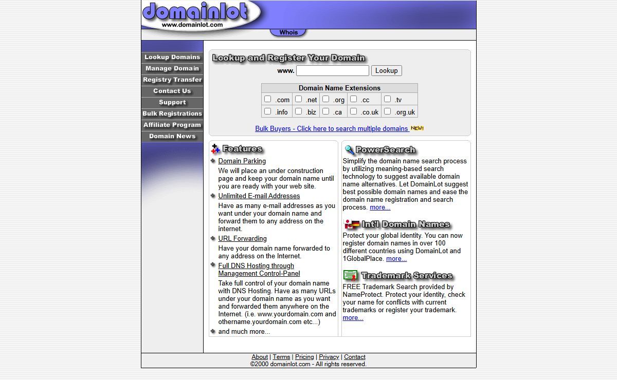 DOMAINLOT - Domain Name Registration and Domain Name Management